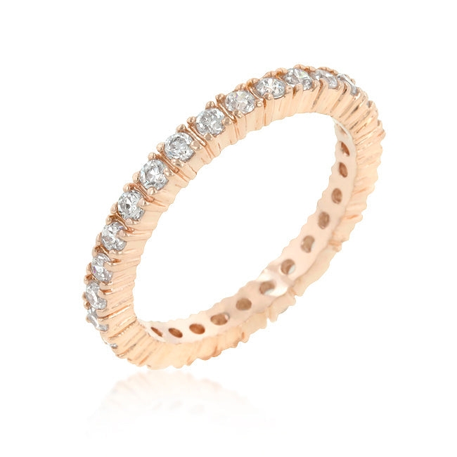 Regency Form Heritage Line Rose Gold Finish Cubic Zirconia Eternity Band - Friggin Jewelry Fashion