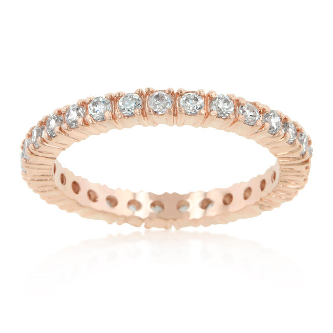 Regency Form Heritage Line Rose Gold Finish Cubic Zirconia Eternity Band - Friggin Jewelry Fashion