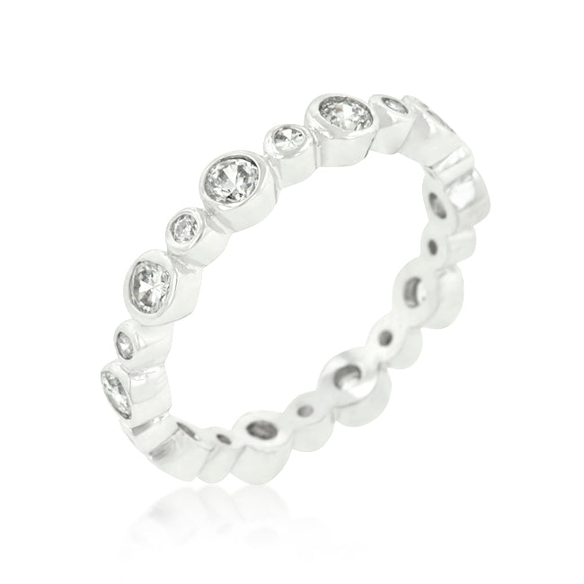 Cheeky Chic Refined Line Alternating Bezel Linked Cubic Zirconia Eternity Band - Friggin Jewelry Fashion