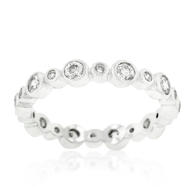 Cheeky Chic Refined Line Alternating Bezel Linked Cubic Zirconia Eternity Band - Friggin Jewelry Fashion