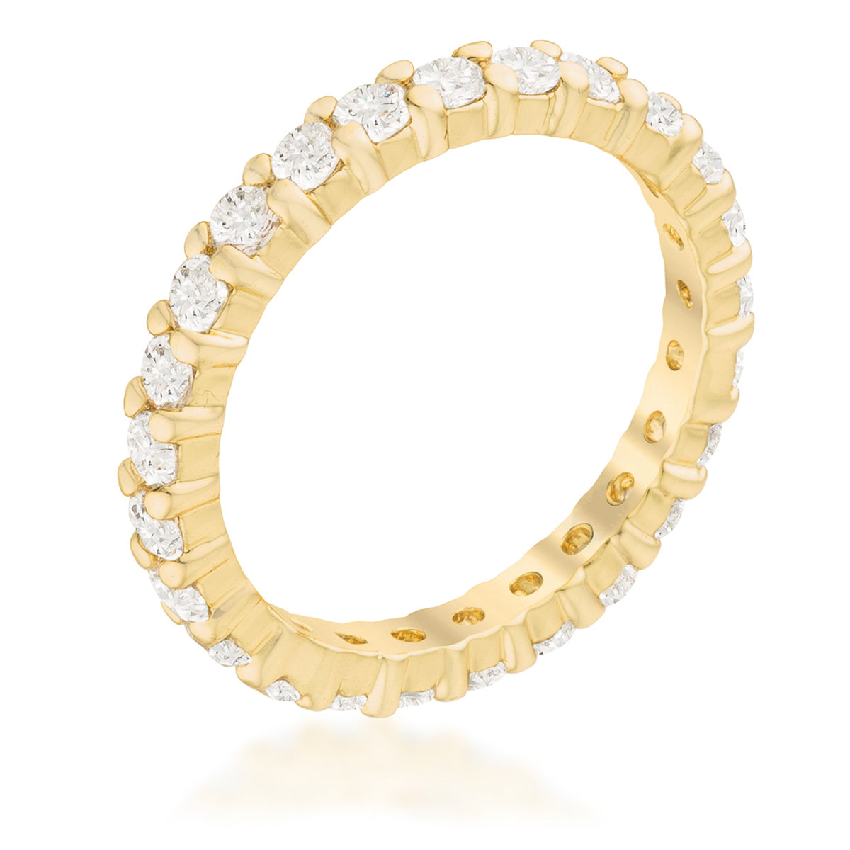 Whisper Detail Classic Edit Goldtone Cubic Zirconia Eternity Band - Friggin Jewelry Fashion