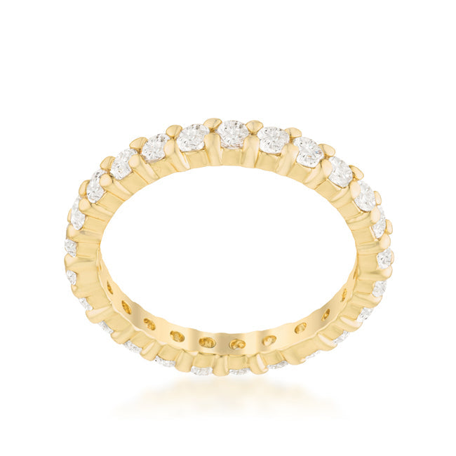 Whisper Detail Classic Edit Goldtone Cubic Zirconia Eternity Band - Friggin Jewelry Fashion