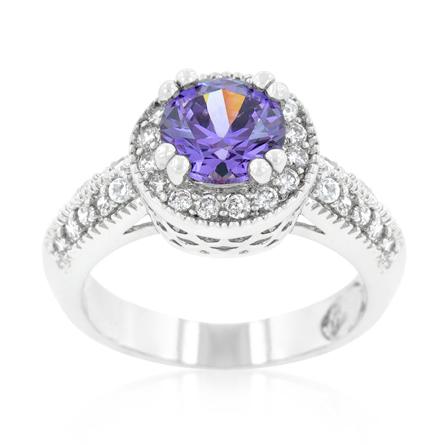 Tempting Edge Couture Line Dark Purple Halo Engagement Ring - Friggin Jewelry Fashion