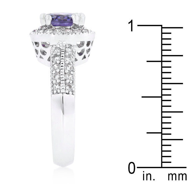 Tempting Edge Couture Line Dark Purple Halo Engagement Ring - Friggin Jewelry Fashion