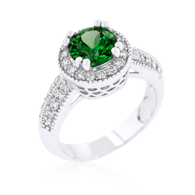 Sultry Edge Classic Muse Emerald Halo Engagement Ring - Friggin Jewelry Fashion