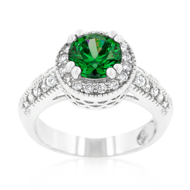 Sultry Edge Classic Muse Emerald Halo Engagement Ring - Friggin Jewelry Fashion