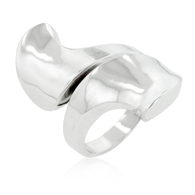 Lustre Detail Studio Line Rhodium Plated Finish Abstract Statement Ring - Friggin Jewelry Fashion