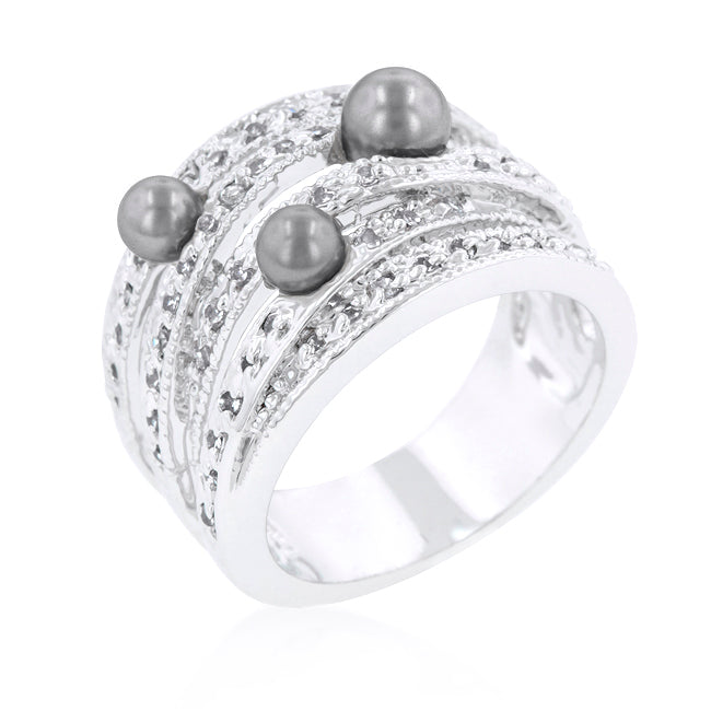 Sleek Form Signature Edit Gray Pearl Cocktail Ring - Friggin Jewelry Fashion