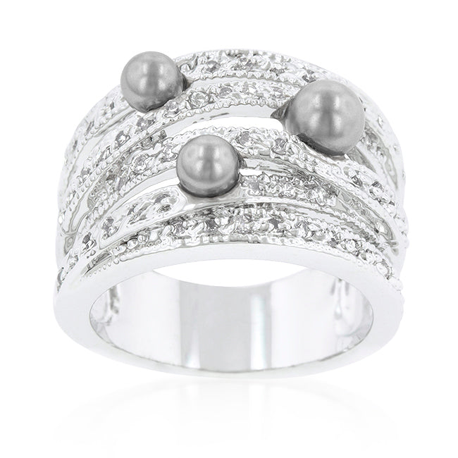 Sleek Form Signature Edit Gray Pearl Cocktail Ring - Friggin Jewelry Fashion