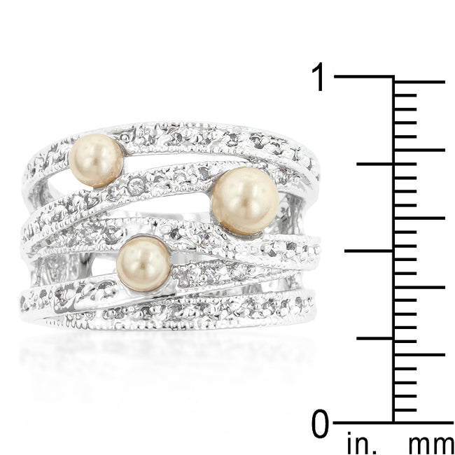 Refined Edge Signature Line Champagne Pearl Cocktail Ring - Friggin Jewelry Fashion