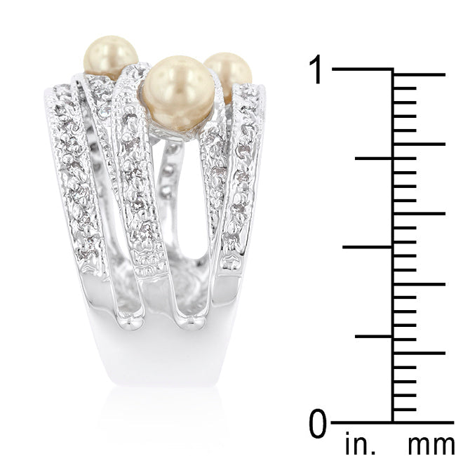 Refined Edge Signature Line Champagne Pearl Cocktail Ring - Friggin Jewelry Fashion