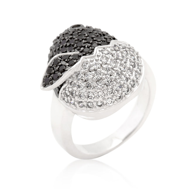 Effortless Charm Daily Icon Black and White Cubic Zirconia Baby Chick Ring - Friggin Jewelry Fashion