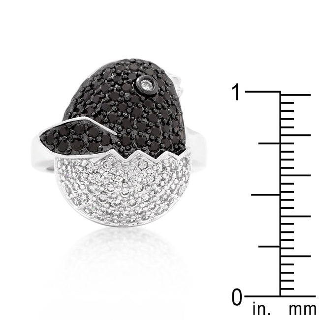 Effortless Charm Daily Icon Black and White Cubic Zirconia Baby Chick Ring - Friggin Jewelry Fashion