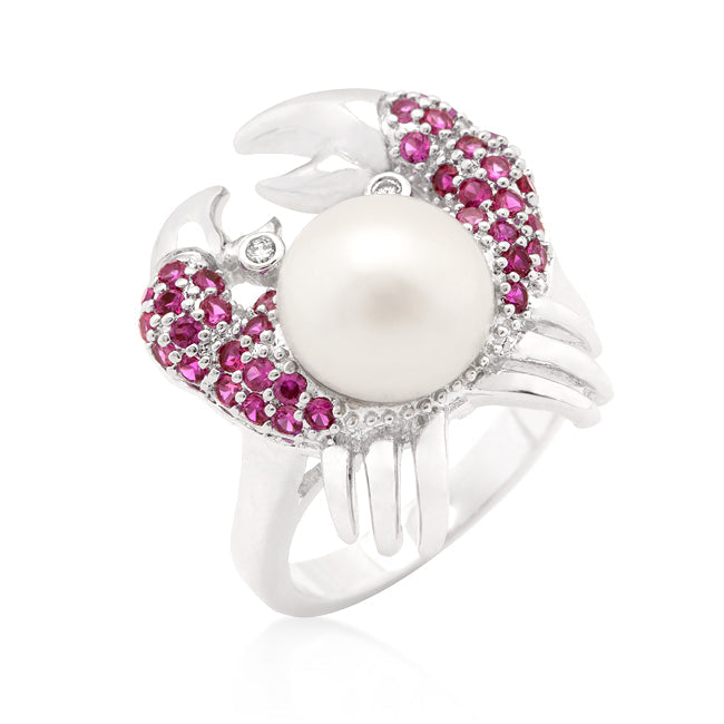 Sleek Heritage Signature Line Pearl Crab Cubic Zirconia Ring - Friggin Jewelry Fashion