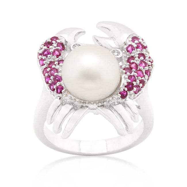 Sleek Heritage Signature Line Pearl Crab Cubic Zirconia Ring - Friggin Jewelry Fashion