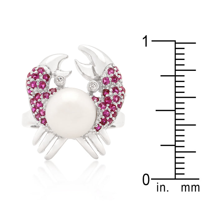 Sleek Heritage Signature Line Pearl Crab Cubic Zirconia Ring - Friggin Jewelry Fashion