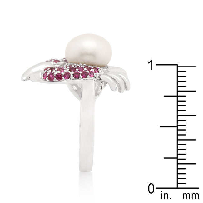 Sleek Heritage Signature Line Pearl Crab Cubic Zirconia Ring - Friggin Jewelry Fashion