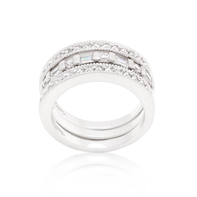 Bold Obsession Signature Line Simple Cubic Zirconia Ring Set - Friggin Jewelry Fashion
