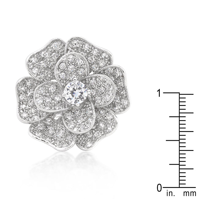 Coveted Spark Signature Edit Large Flower Cubic Zirconia Cocktail Ring - Friggin Jewelry Fashion