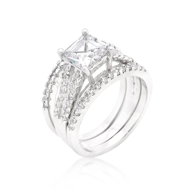 Timeless Icon Legacy Line Princess Cut Cubic Zirconia Triple Bridal Set - Friggin Jewelry Fashion
