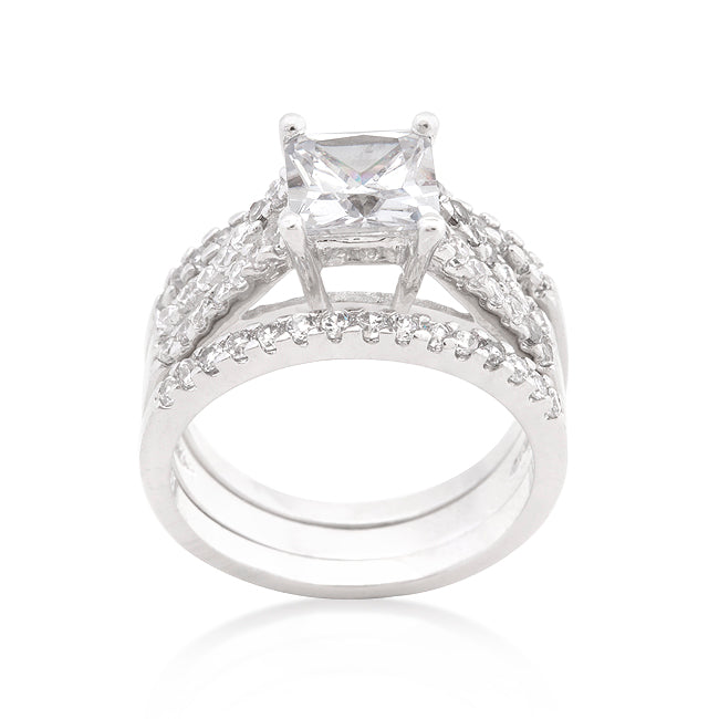 Timeless Icon Legacy Line Princess Cut Cubic Zirconia Triple Bridal Set - Friggin Jewelry Fashion