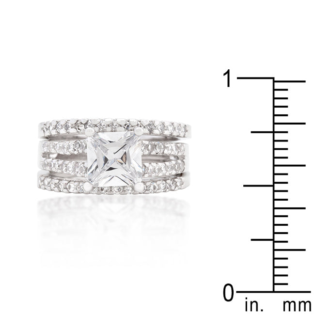 Timeless Icon Legacy Line Princess Cut Cubic Zirconia Triple Bridal Set - Friggin Jewelry Fashion