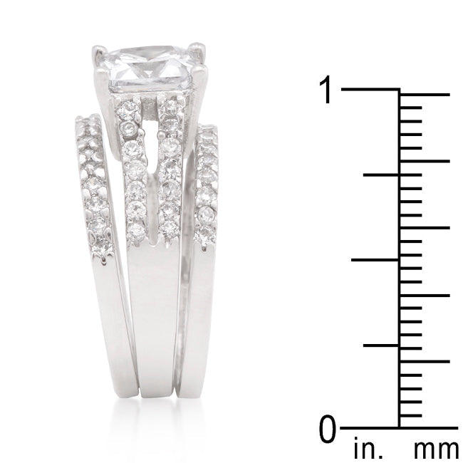 Timeless Icon Legacy Line Princess Cut Cubic Zirconia Triple Bridal Set - Friggin Jewelry Fashion