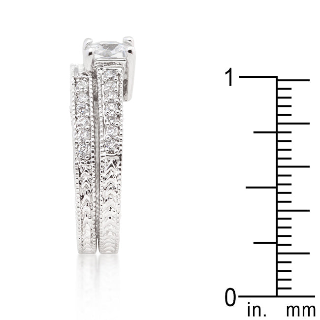 Starborn Icon Modern Line Princess Cut Filigree Bridal Ring Set - Friggin Jewelry Fashion