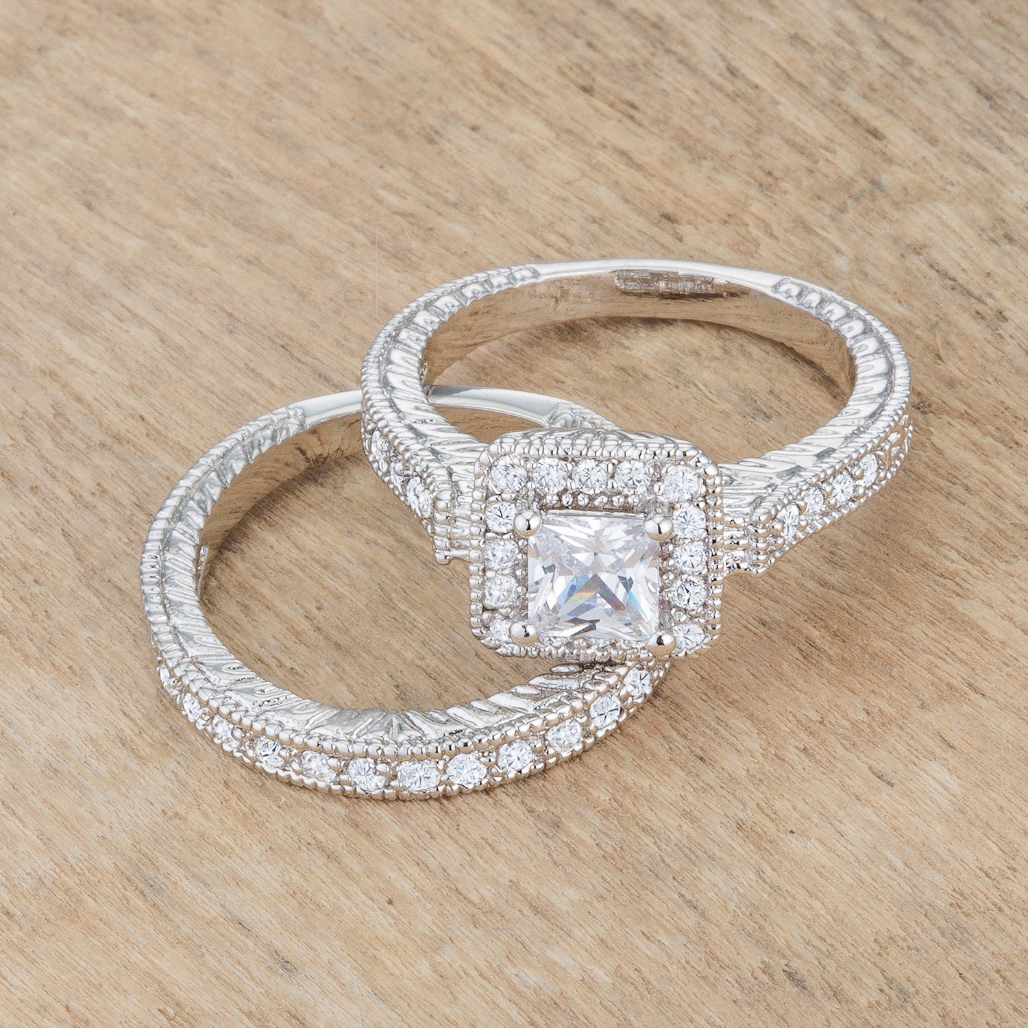 Bright Edge Studio Icon Art Deco Princess Cut Bridal Set - Friggin Jewelry Fashion