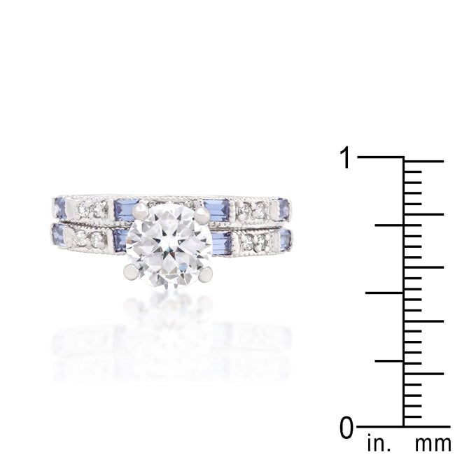 Fresh Spark Signature Icon Clear and Tanzanite Cubic Zirconia Ring Set - Friggin Jewelry Fashion