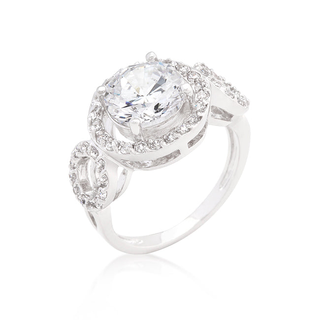 Bold Spark Pure Line Round Cut Trio Cubic Zirconia Ring - Friggin Jewelry Fashion