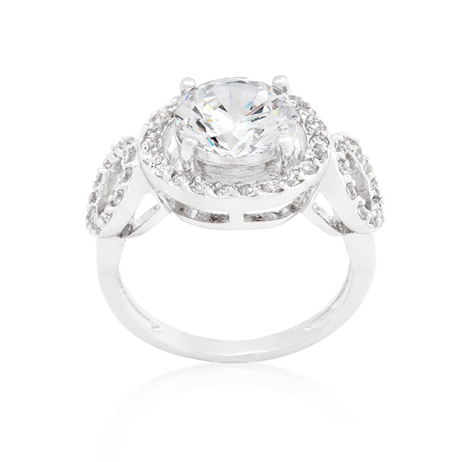 Bold Spark Pure Line Round Cut Trio Cubic Zirconia Ring - Friggin Jewelry Fashion
