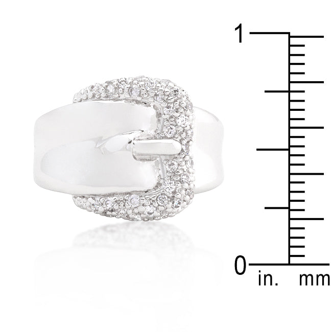 Sleek Spark Polished Line Simple Cubic Zirconia Belt Ring - Friggin Jewelry Fashion