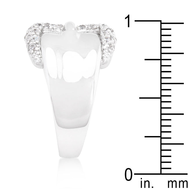 Sleek Spark Polished Line Simple Cubic Zirconia Belt Ring - Friggin Jewelry Fashion