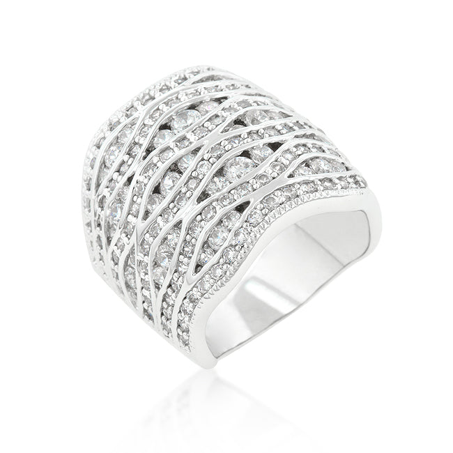 Lustrous Glow Signature Edit Cubic Zirconia Pave Abstract Ring - Friggin Jewelry Fashion