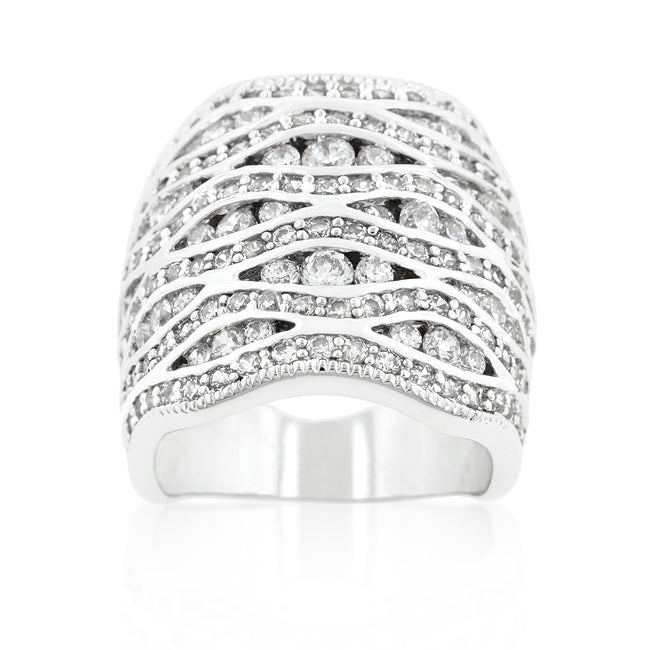 Lustrous Glow Signature Edit Cubic Zirconia Pave Abstract Ring - Friggin Jewelry Fashion
