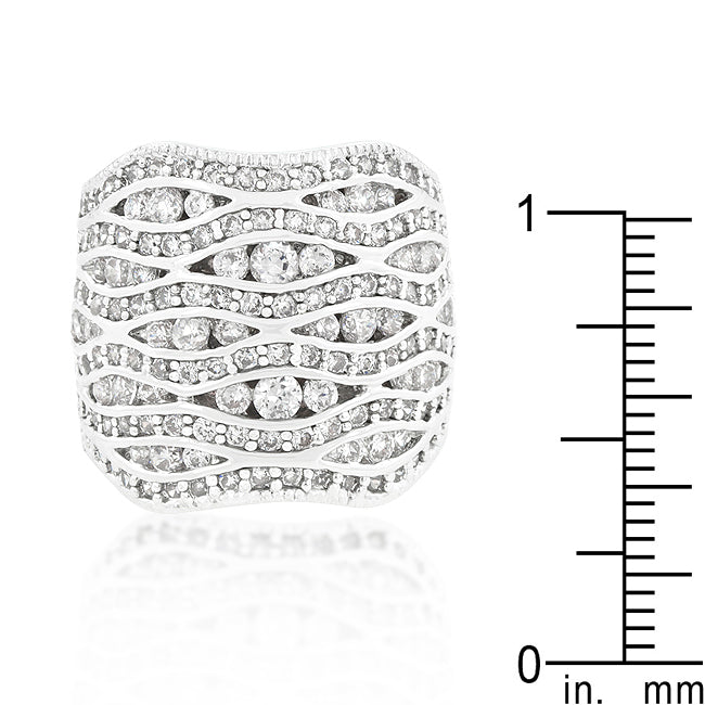 Lustrous Glow Signature Edit Cubic Zirconia Pave Abstract Ring - Friggin Jewelry Fashion