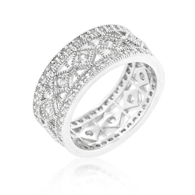 Sculpted Form Modern Edit Simple Classic Cubic Zirconia Band - Friggin Jewelry Fashion