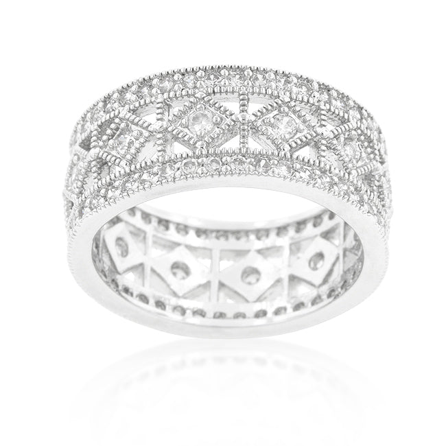 Sculpted Form Modern Edit Simple Classic Cubic Zirconia Band - Friggin Jewelry Fashion