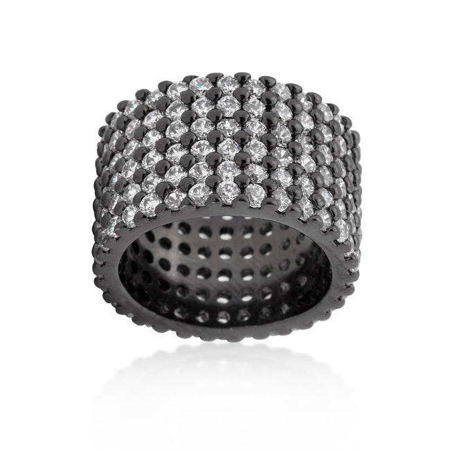 Gilded Temptress Bold Edit Hematite Wide Pave Cubic Zirconia Ring - Friggin Jewelry Fashion