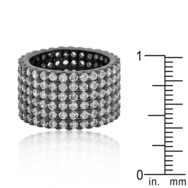 Gilded Temptress Bold Edit Hematite Wide Pave Cubic Zirconia Ring - Friggin Jewelry Fashion