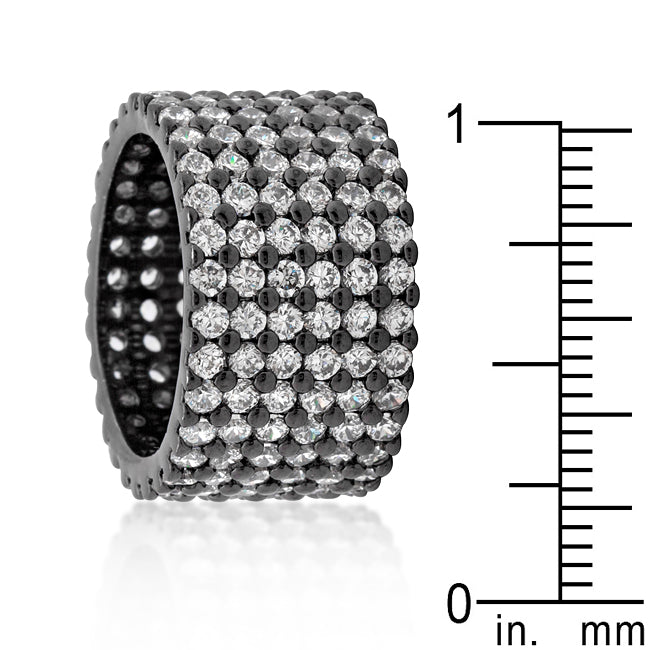 Gilded Temptress Bold Edit Hematite Wide Pave Cubic Zirconia Ring - Friggin Jewelry Fashion