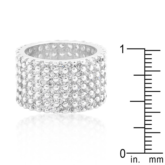 Daily Luxe Classic Edit Rhodium Plated Finishd Wide Pave Cubic Zirconia Ring - Friggin Jewelry Fashion