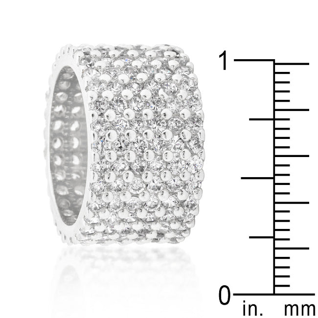 Daily Luxe Classic Edit Rhodium Plated Finishd Wide Pave Cubic Zirconia Ring - Friggin Jewelry Fashion