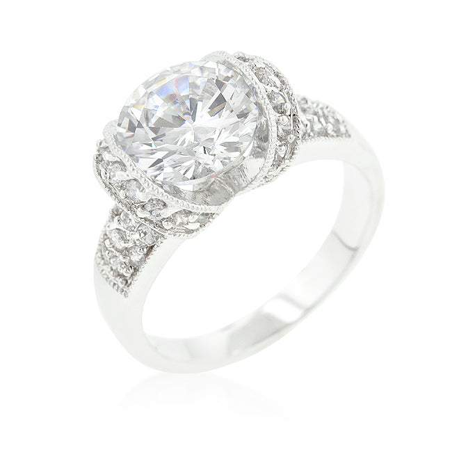 Runway Whisper Contemporary Line Tension Set Cubic Zirconia Engagement Ring - Friggin Jewelry Fashion