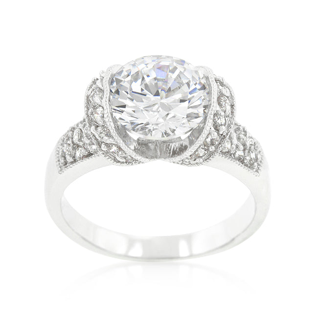 Runway Whisper Contemporary Line Tension Set Cubic Zirconia Engagement Ring - Friggin Jewelry Fashion