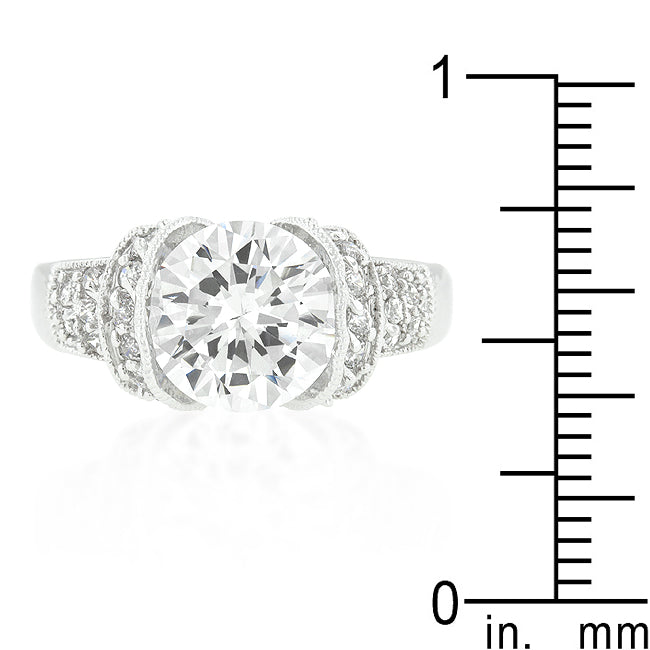 Runway Whisper Contemporary Line Tension Set Cubic Zirconia Engagement Ring - Friggin Jewelry Fashion