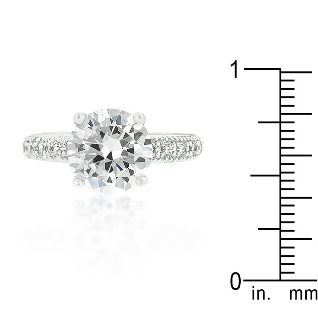 Polished Classic Heritage Line Micro-pave Cubic Zirconia Engagement Ring - Friggin Jewelry Fashion