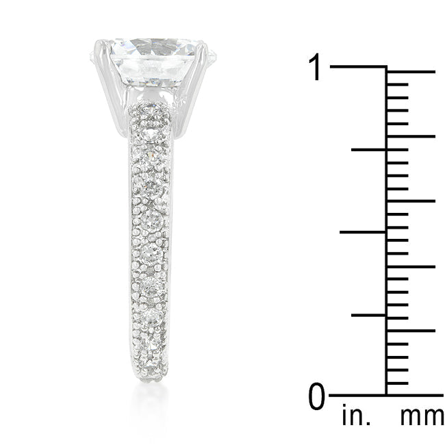 Polished Classic Heritage Line Micro-pave Cubic Zirconia Engagement Ring - Friggin Jewelry Fashion
