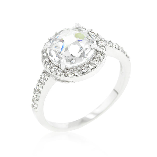 Bold Detail Modern Muse Halo Style Faceted Engagement Ring - Friggin Jewelry Fashion